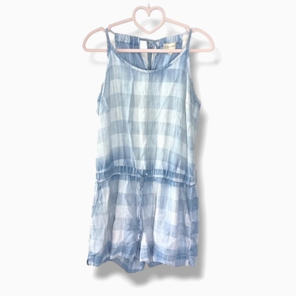 Anthropologie Cloth and Stone Susanna Romper in Blue Plaid - Picture 2 of 5